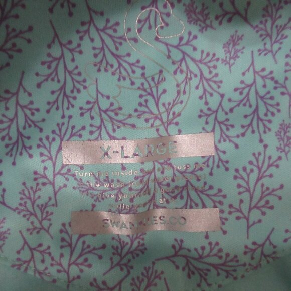 Swannies Golf Polo Shirt XL X Large Green Purple Floral Print Short Sleeve - Picture 5 of 6